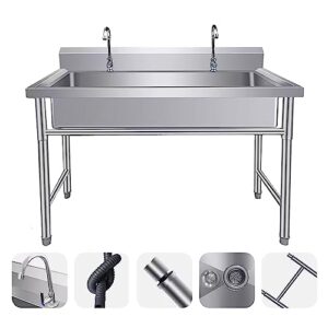 free standing stainless-steel single bowl single compartment kitchen sink outdoor sink prep & utility washing hand basin for restaurant kitchen and home(39.4 * 23.6 * 31.5in)