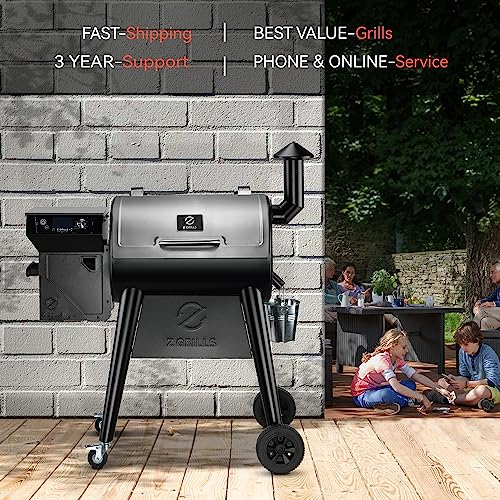 Z GRILLS 2023 Newest Pellet Grill Smoker with PID 2.0 Controller, Meat Probes, Rain Cover, 450E