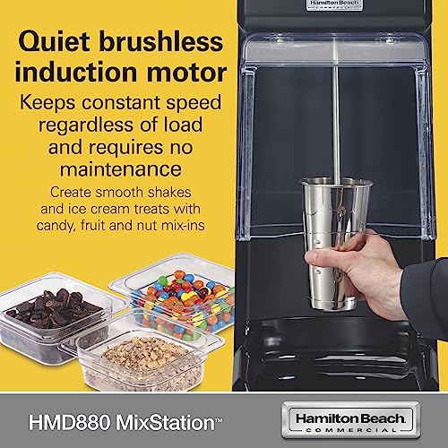 Hamilton Beach Commercial MixStation Drink Mixer, 1/3 HP Brushless Induction Motor, Single Speed, Easy to Clean, NSF Certified HMD880