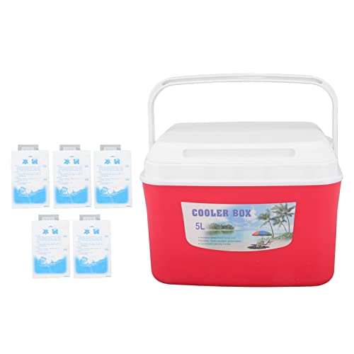 Warmer Cooler,5L Red Constant Temp Long Lasting Portable Refrigerator Box with Handle Suitable for Food Medicine Car Camping