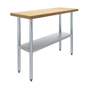 amgood 18" x 48" maple wood top work table with adjustable undershelf