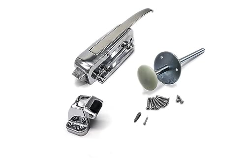 Re Fridge Kason 0056 Polished Chrome Handle KIT with 3/4" to 1 1/2" Offset Strike, 6" Inside Release, and Hardware KIT