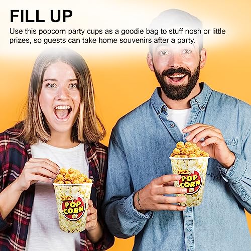 MT Products 50 Pack Paper Popcorn Cups - 32 oz. Disposable Popcorn Buckets - Popcorn Containers for Party, Movie Nights, Carnivals, Fundraisers, Birthday