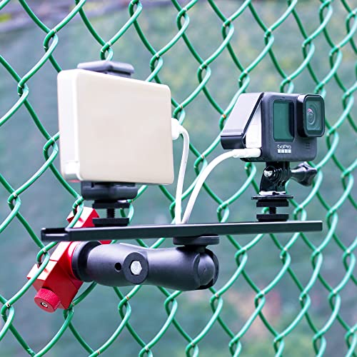 Cell Phone Fence Mount - Tennis Camera Fence Mount, Phone Camera Holder Accessories for Gopro, Phone, Mevo Start for Tennis & Pickleball Training, Softball, Baseball, with Recording While Charging