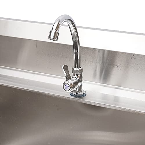 Xuthusman Stainless Steel Kitchen Prep Utility Sink w/Drainboard+Compartment Commercial Utility & Prep Sink Table w/Faucet