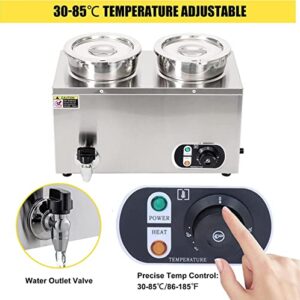 Commercial Countertop Food Warmer,1000W Electric Food Warmer,14L Stainless Steel Countertop Soup Pot,Professional Soup Warmer Heat Preservation Machine for Chocolate, Cheese, Pearl