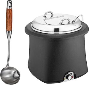 xenite 304 stainless steel commercial soup warmer pot, 10l electric soup kettle food buffet warmer machine, for family gathering and restaurant,black