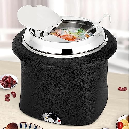 XENITE 304 Stainless Steel Commercial Soup Warmer Pot, 10L Electric Soup Kettle Food Buffet Warmer Machine, for Family Gathering and Restaurant,Black