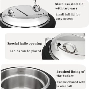 XENITE 304 Stainless Steel Commercial Soup Warmer Pot, 10L Electric Soup Kettle Food Buffet Warmer Machine, for Family Gathering and Restaurant,Black