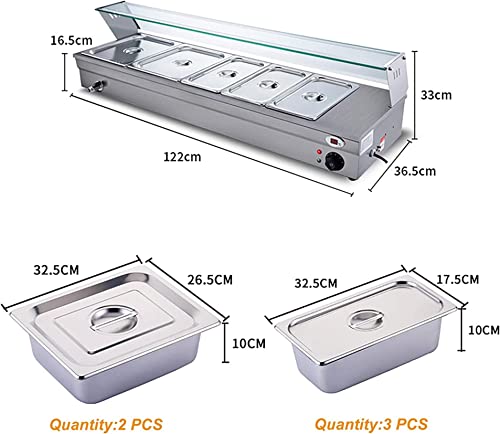 Commercial Food Warmer,2000W Electric Countertop Food Warmer,Stainless Steel Food Steam Table,Automatic Food Soup Heat Preservation Machine,Multifunction Warmer Machine for Restaur