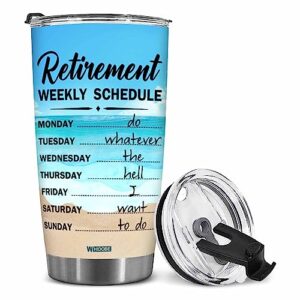 whidobe retirement gifts - retirement weekly schedule tumbler for women, mom, grandma, woman - retired calendar tumbler for coworkers family her, girl mothers day birthday christmas 20oz