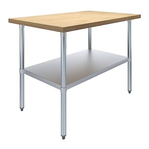 amgood 30" x 48" maple wood top work table with adjustable undershelf