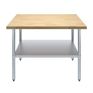 AmGood 30" x 48" Maple Wood Top Work Table with Adjustable Undershelf