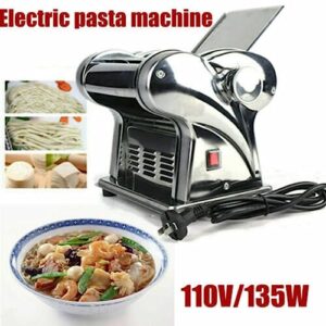 awolsrgiop 110V Commercial Electric Dough Roller Sheeter Noodle Pasta Maker Machine Stainless 135W Noodles Pasta Maker Machine Adjustable Thickness & Two Blades Dumpling Making Machine Roller Machine