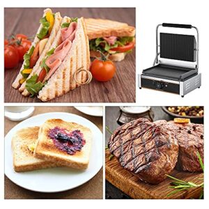 1800/2200W Commercial Panini Press Grill, 23x34/50x23cm Grill Cheese Sandwich Maker, Panini Sandwich Grill 50-300℃ Adjustment, CE/FCC (Single)