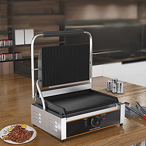 1800/2200W Commercial Panini Press Grill, 23x34/50x23cm Grill Cheese Sandwich Maker, Panini Sandwich Grill 50-300℃ Adjustment, CE/FCC (Single)