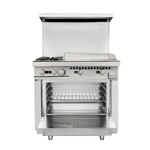 wmaot 36" commercial range with 2 burner 4.8 cu.ft electric oven 24" griddle 35000 btu manual natural gas range for commercial kitchen restuarant bar