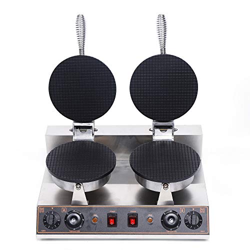 1200W Ice Cream Cone Nonstick Waffle Maker Machine Electric Steel Dual Heating Pans Waffle Irons Baker Machine 110V Muffin Maker Waffle Electric Oven For Restaurant, Bakery, Dessert House, Family