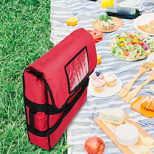 Fenteer Pizza Develivey Bag Pizza Box Develivery Bags Reusable Pizza Warmer Bags Delivery Insulation Bag for Camping Outdoor Professional Restaurant, Red 50x50x16cm