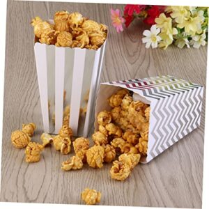 KALLORY 50pcs Popcorn Boxes Decor Disposable Containers Popcorn Cups Disposable Candy Gift Box Popcorn Holders Paper Scalloped Favor Box Silver Popcorn Bucket Candy Box Cardboard Mini