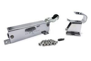 kason 1094 polished chrome hydraulic door closer and wide 7/8" to 1 5/8" offset hook with hardware kit