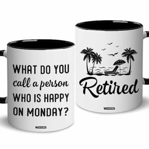 whidobe retirement gifts for women men, happy retirement mug, retirement gifts, farewell gifts for coworkers grandma grandpa friends boss funny retirement, retired gifts for christmas, birthday 11oz