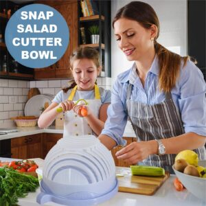 GMPUT Snap Salad Cutter Bowl, Salad Chopper Bowl and Cutter, Multi-Functional Fast Salad Cutter Bowl, Salad Cutter Bowl with Lid Fast Vegetable Cut Set (White)