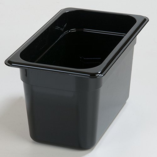 Carlisle FoodService Products 3068203 StorPlus Fourth Size Food Pan, Polycarbonate, 6" Deep, Black (Pack of 2)