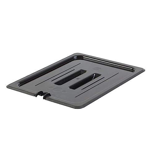 TrueCraftware Half Size Notched Polycarbonate Handled Food Pan Lid Black Color- Restaurant Commercial Hotel Pans Cover for Food Prep Fruits Vegetables Beans Corns