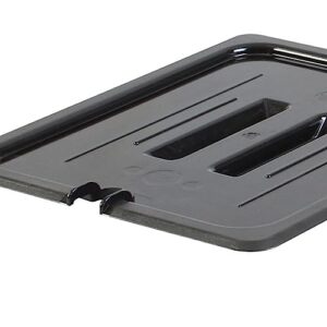 TrueCraftware Half Size Notched Polycarbonate Handled Food Pan Lid Black Color- Restaurant Commercial Hotel Pans Cover for Food Prep Fruits Vegetables Beans Corns