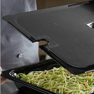 TrueCraftware Half Size Notched Polycarbonate Handled Food Pan Lid Black Color- Restaurant Commercial Hotel Pans Cover for Food Prep Fruits Vegetables Beans Corns