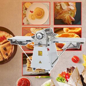 EQCOTWEA Commercial Dough Sheeter Machine 20in Reversible Pizza Dough Puff Pastry Roller Press Machine 0.06''-1.4'' Thickness Tortilla Pie Crust Croissant Crisping Folding Sheeter for Bakery 220V