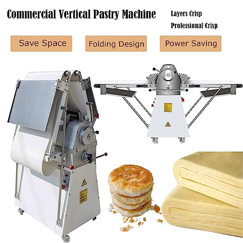 EQCOTWEA Commercial Dough Sheeter Machine 20in Reversible Pizza Dough Puff Pastry Roller Press Machine 0.06''-1.4'' Thickness Tortilla Pie Crust Croissant Crisping Folding Sheeter for Bakery 220V