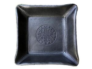saint benedict medal leather tray