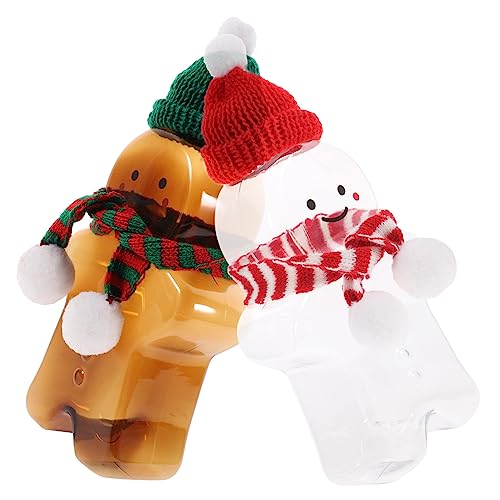 NOLITOY 2 Sets Christmas Drink Bottle Plastic Cookie Jar Candy Jars with Lids Clear Container with Lid Christmas Favors Container Creative Empty Bottles Kit Christmas Cookie Jars Gift