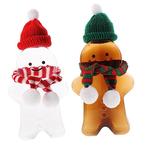 Didiseaon 2 Sets Christmas Drink Bottle Christmas Gifts Cookies Gift Juice Container Xmas Party Favor Christmas Candy Bottle Plastic Biscuit Jar Pet, Cotton Cold Drink Drinks