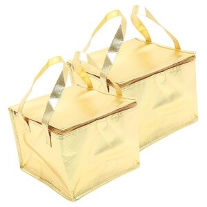 ultechnovo delivery bag 2pcs insulated tote insulated for food portable cooler collapsible picnic basket cake delivery cake cooler pizza thermal aluminum golden hot food fold