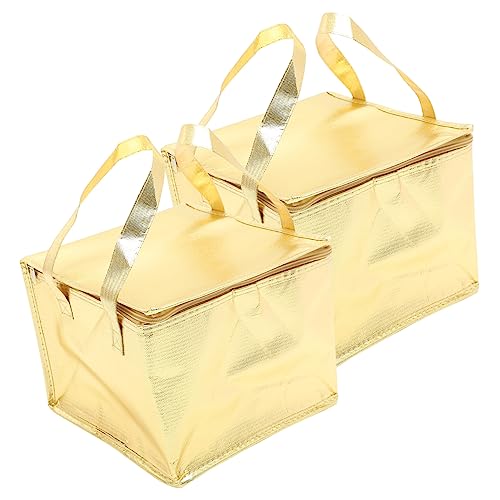 ULTECHNOVO Delivery Bag 2pcs Insulated Tote Insulated for Food Portable Cooler Collapsible Picnic Basket Cake Delivery Cake Cooler Pizza Thermal Aluminum Golden Hot Food Fold