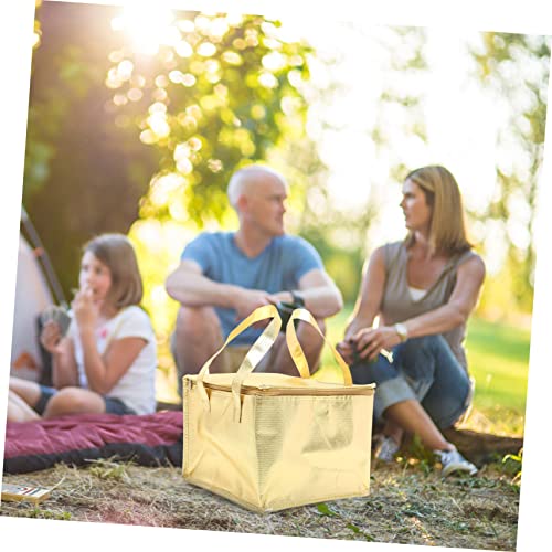 ULTECHNOVO Delivery Bag 2pcs Insulated Tote Insulated for Food Portable Cooler Collapsible Picnic Basket Cake Delivery Cake Cooler Pizza Thermal Aluminum Golden Hot Food Fold