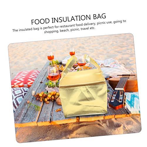 ULTECHNOVO Delivery Bag 2pcs Insulated Tote Insulated for Food Portable Cooler Collapsible Picnic Basket Cake Delivery Cake Cooler Pizza Thermal Aluminum Golden Hot Food Fold