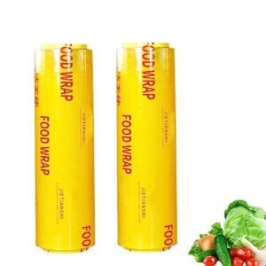 commercial film wrapper with 2 rolls of 14" x 656 ft pvc plastic cling film hand cling film wrapper for supermarket fruit shops food fruit packaging (2 rolls of pvc film)