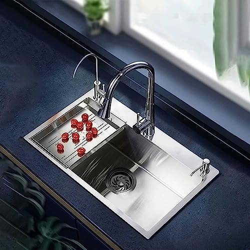 Sink, Stainless Steel Kitchen Sink, Bowl Sink,Suitable For Kitchen, Bathroom, Balcony, Bar, Made Of Stainless Steel, Its Smooth, Shiny Surface Adds A Touch Of Elegance To Your Space. ( Size : 60*45*22