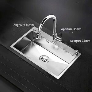 Sink, Stainless Steel Kitchen Sink, Bowl Sink,Suitable For Kitchen, Bathroom, Balcony, Bar, Made Of Stainless Steel, Its Smooth, Shiny Surface Adds A Touch Of Elegance To Your Space. ( Size : 60*45*22