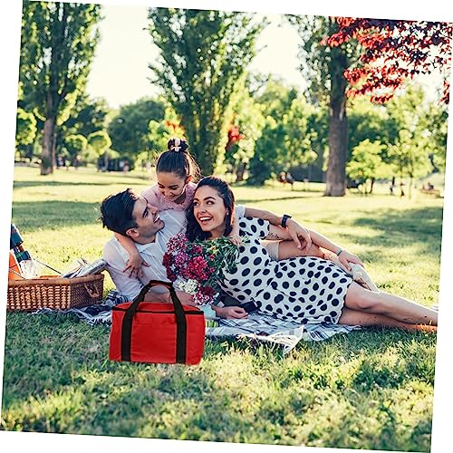 ULTECHNOVO Pizza Cake Insulation Travel Carry on Bag Picnic Basket for Car Organizer Bag Pizza Carrier Insulated Car Heaters Portable Insulated Food Carrier Portable Cake Storage Bag Red