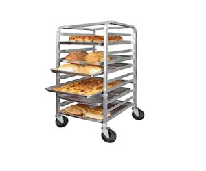 universal pan rack, pan rack 10 tier with wheels, commercial bakery racking of aluminum for full & half sheet - kitchen, restaurant, cafeteria, pizzeria, hotel and home