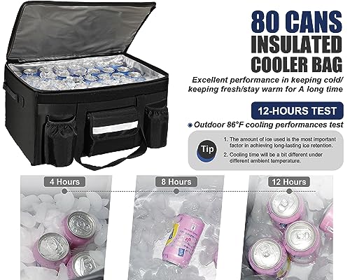 MyLifeUNIT 3XL Insulated Cooler Bag for Food Delivery & Grocery Shopping with Waterproof Zipper, Thermal Pizza Delivery Bag with Drink Holder for Car, Bike, Camping, Picnic, Beach, Keep Cold/Fresh/Warm