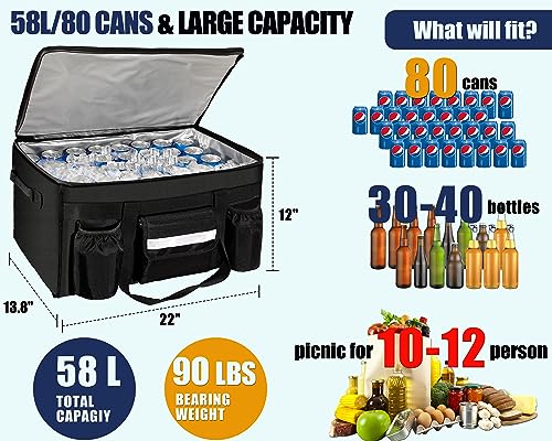 MyLifeUNIT 3XL Insulated Cooler Bag for Food Delivery & Grocery Shopping with Waterproof Zipper, Thermal Pizza Delivery Bag with Drink Holder for Car, Bike, Camping, Picnic, Beach, Keep Cold/Fresh/Warm