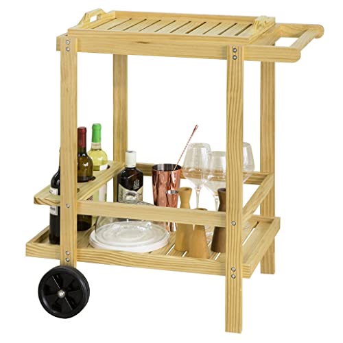 ZYJBM Serving Trolley with Bottle Holder and a Removable Tray Kitchen Trolley Trolley Trolley Bar Cart