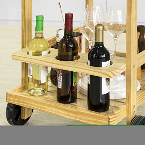 ZYJBM Serving Trolley with Bottle Holder and a Removable Tray Kitchen Trolley Trolley Trolley Bar Cart