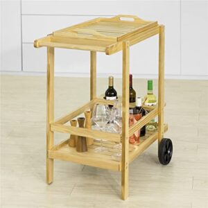 ZYJBM Serving Trolley with Bottle Holder and a Removable Tray Kitchen Trolley Trolley Trolley Bar Cart